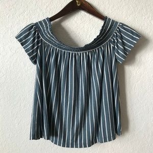 American Eagle Stripe Off the Shoulder Crop Top